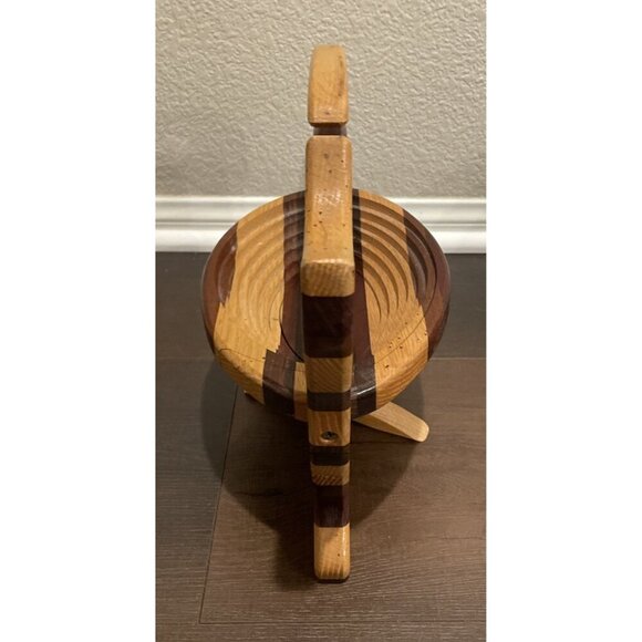 Cat Kitten Wood Collapsible Fruit Bread Basket Rustic‎ Farm Cottage - Picture 2 of 5